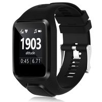 HUMENN Band Compatible with Tomtom Runner 2/3 Series,Spark 3,Golfer 2,Adventurer - Silicone Replacement Runner Watchband Watch Strap for Women Men (1,Black)