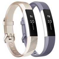Tobfit Waterproof Sport Bands Compatible with Fit bit Alta/Alta HR/Ace, Soft TPU Replacement Wristbands, Small, Champagne Gold/Gray