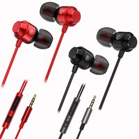 2 Packs Magnetic Earbud Headphones Volume Control, Remote & Mic, DaKuan in Ear Earphone Stereo Sound Noise Isolating Tangle Free iOS Android Smartphones, Laptops, Gaming, Fits All 3.5mm I