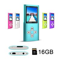 RHDTShop MP3 MP4 Player with a 16 GB Micro SD Card, Support UP to 64GB TF Card, Rechargeable Battery, Portable Digital Music Player/Video/E-Book Reader, Ultra Slim 1.7" LCD Screen-Blue&White