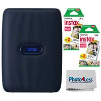 Fujifilm Instax Mini Link Smartphone Printer (Dark Denim) + Fuji Instax Mini Film (40 Sheets) - Instax Mini Printer Bundle