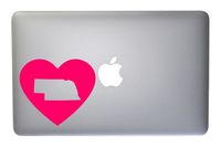 Nebraska Love State Pride Heart Vinyl Decal for Macbook, Laptop or other device 5 Inch (neon pink)