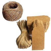 100 PCS Aspire Kraft Paper Gift Tags Bonbonniere Favor Gift Tags with Free 100 Feet Natural Jute Twine-Rectangle
