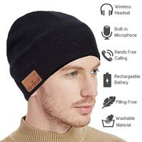 Upgraded Bluetooth Beanie Hat Headphones Wireless V5.0 Connection Siri Voice Control Knit Music Headset with HD Stereo Speakers & Microphone for Winter Fitness, Women Men(Black)