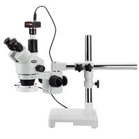 AmScope 3.5X-45X Boom Stand Trinocular Zoom Stereo Microscope with Fluorescent Ring Light and 1.3MP Camera