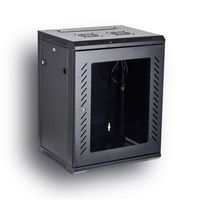 KENUCO [Fully Assembled] Deluxe IT Wall Mount Cabinet | Server Rack | Data Network Enclosure 19-Inch Server Network Rack with Locking Tempered Glass Door (Black 15U)
