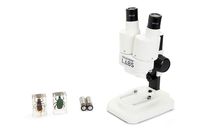 Celestron S20 Portable Stereo Microscope w/20x Power, 2 Insect Specimens in Clear Plastic, 2 AA Batteries, Upper Illuminator