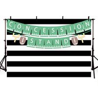 MEHOFOTO Concession Stand Banner Photo Studio Background Black and White Stripe Super Bowl Sunday Football Party Decorations Birthday Party Decoration Backdrops for Photography 7x5ft