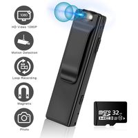 Spy Hidden Camera - HD 1080P Magnet adsorption Mini Nanny Cam Portable Pocket Clip Wearable Body Camera Video Recorder,Small Security Camera for Home and Office(32G Card Included)