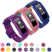 GVFM Compatible with Fitbit Ace 2 Bands for Kids 6+, Soft Silicone Bracelet Accessories Sport Strap Boys Girls Wristbands (3-Grape, Watermelon, Blue Fastener Ring)