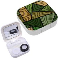 Portable Contact Lens Case Box Travel Kit Mirror + Bottle + Tweezers Container Holder [ Green ]