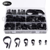 Leascrew 200pcs Nylon P Clips Plastic Wire Cable Clamp Car Audio Fastener Plastic Wire Clips for Wire, Cable, Conduit and Cable Conduit Kit