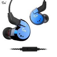 TRN V80 2BA+2DD Quad Driver Hybrid HiFi Metal in Ear Earphone IEM with 2 Pin Detachable Cable, 1.25m (with Mic, Blue)