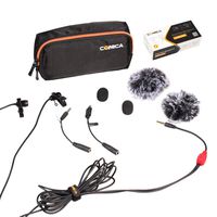 Comica CVM-D02 Dual-head Lavalier Microphone for DSLR/Action Camera Smartphone (2.5m, Red)