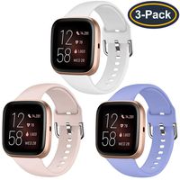 QIBOX Bands Compatible with Fitbit Versa/Versa Lite/SE, Soft Silicone Breathable Replacement Sport Wristband Women Men Accessories for Versa Smartwatch Large Small 3-Pack