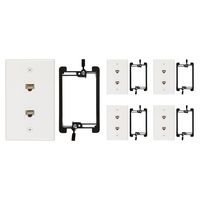 Buyer's Point 2 Port Cat6 Wall Plate, Female-Female White with Single Gang Low Voltage Mounting Bracket Device (5, 2 Port)