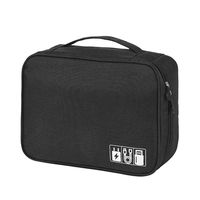 Waterproof Travel Data Cable Storage Bags Gadget Wire Zip Packs (Black)