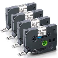 Unismar Tape 9mm Black on Matt Sliver, Unismar Tze-M921 Laminated Label Tape Compatible for Brother P-Touch PT-D210 PT-D600 PT 1880 PT-D200 PT-1890C PT-2430PC PT-P300BT Cube, 3/8" x 26.2', 4 Pack