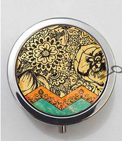 BlackKey Boho Drawing Design 3-Compartment Decorative Pocket Gift Box Case Organizer for Pill, Color 1-55