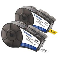 Compatible M21-750-595-WT, YL, 0.75" x 21' High Adhesion Vinyl Film Label Tape Cartridge, Black on White, Yellow Tapes, Work with Brady BMP21-PLUS, Brady BMP21-LAB, 2-Pack