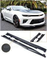 Replacement For 2016-2018 Chevrolet Camaro SS & RS | ZL1 Style Side Skirts Rocker Panel Extension Pair (Carbon Fiber)