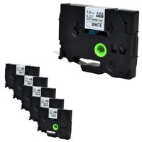 NineLeaf 6 Roll Black on White Heat Shrink Tubes Label Tape Compatible for Brother HSe-211 HSe211 HS211 HS-211 for P-Touch PT1100 PTP700 PTP750W Label Maker - 5.8mm (0.23inch) x 1.5m (4.92ft)