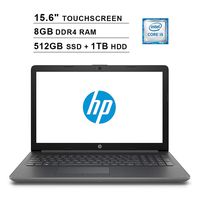 2019 Premium HP 15.6 Inch HD SVA Touchscreen Laptop (Intel Dual Core i5-7200U up to 3.1GHz, 8GB RAM, 512GB SSD(Boot)+1TB HDD, Intel HD Graphics 620, Bluetooth, HDMI, Win10, Grey) (Renewed)