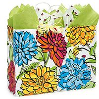 NW Vibrant Floral Paper Shopping Bags - Vogue Size - 16 x 6 x 12 1/2in. - 25 Pack