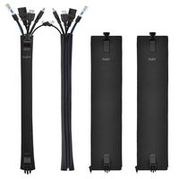 Cable Management, Upgraded Flexible Cord Organizer Multifunctional Cable Organizer 19-20 inch Wire Organizer with Zipper and Buckle for Home/Office, Black（4 Piece） by Elegital