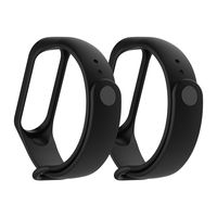 MiPhee 2-Pack Silicone Bands for Mi Band 4/ 3 Xiaomi Smartwatch Replacement Strap, Black
