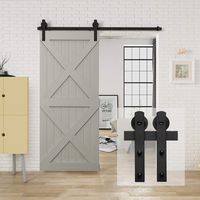 HomLux 6.6ft Heavy Duty Sturdy Sliding Barn Door Hardware Kit, Single Door-Smoothly and Quietly, Easy to Install and Reusable - Fit 1 3/8-1 3/4" Thickness & 40" Wide Door Panel, Black(I Shape Hanger)