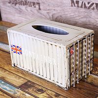 T-ZJHC Metal Crafts Creative Tray Container Container Tissue Box Shipping Freight Handmade Metal, D30-66201-Gray