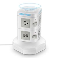 Surge Protector Tower Wireless Charger- GLCON Power Strip with USB, 3000W 13A 6 Outlet 4 USB Slot 6 feet
