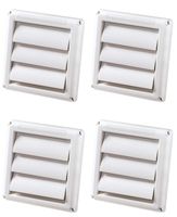 (4 PACK) - Deflecto Supurr-Vent Louvered Outdoor Dryer Vent Cover, 4 Inches Hood, White (HS4W/18)