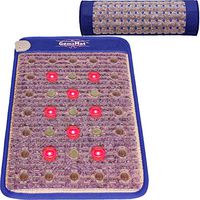 GemsMat - Regis- Far Infrared Amethyst Jade Tourmaline Crystal Heat Stone Mat (32"L x 20"W) -Capri 100% Amethyst Blue Pillow Combo - Red Light 8 Photon FIR Therapy -FDA Reg Manufacturer- Heating Pad
