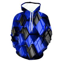 Musommer Men's 3D Printed Short Sleeves Fashion Comfort Blouse Top Men Hoodies Novelty Sweatshirt with Pockets Blue