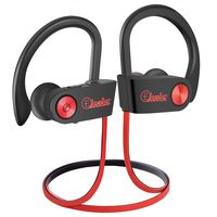 Elecder Bluetooth Headphones, Wireless Sports Earbuds Waterproof IPX7 with Microphone for Running Workout, Noise Cancelling Audifonos for Cellphone (Black&Red)