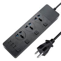 3000W Power Strip Surge Protector with USB Ports, 110V-250V Universal Outlets with Individual Switch, Desktop Charging Station Overload Protection , Ideal for Computers Heavy Duty Appliances (Black)