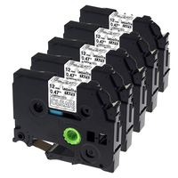 Compatible P Touch Label Maker Tape, Replace TZe Tape 12mm 0.47 Inch Laminated White on Clear Compatible with Brother P-Touch Cube PT-D600 PT-H110 PT-D210 Label Maker, 26.2 Feet, 5-Pack(TZe-135)