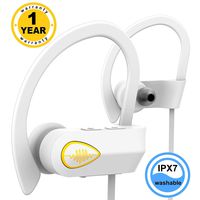 IPX7 Waterproof Headphones - Best Wireless Earbuds - Wireless Sports Running CVC 6.0 - Sweat Proof Stable Fit in Ear Workout Earbuds - Bluetooth Earbuds w/Mic for Men Women