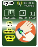 SmartWatch SIM Card for 2G 3G 4G LTE GSM Smart Watch and Wearables-Roaming Available - 30 Day Service