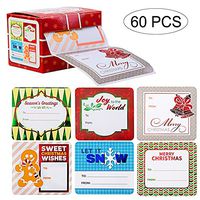 JOYIN 60 Pieces Jumbo Christmas Holiday Gift Tag Stickers Self Adhesive Labels for Christmas Holiday Present Labels Wrapping Paper Gift Box