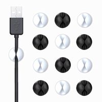 Cable Clips,Binds Cables,Cord Organizer，Wire Organizer，12 Piece（6 Black 6 White） Cord Management for Wire Clips System,Desktop Cable Organizer for Multipurpose Cord Clips