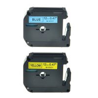 NineLeaf 2PK Black on Blue MK531 Black on Yellow MK631 12mm 8m Label Tape Compatible for Brother M-K531 M531 M-K631 M631 P-Touch PT-70 PT-65 PT-80 Printer