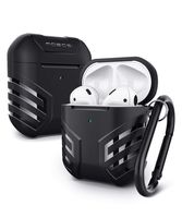 MOBOSI Military Protective Design for AirPods Case, Soft & Frosted TPU [Scratch-Proof] [Fingerprint-Proof] Protective Cover Headphone Case with Portable Carabiner for Airpods 2 & 1 Charging Case,Black