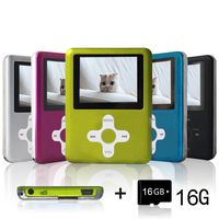 Lecmal Portable MP3 Player MP4 Player with 16Gb Micro SD Card and FM Radio, Multi-Function Music Player with Mini USB Port, Mp3 Recorder, Media Player for Children-Green&White