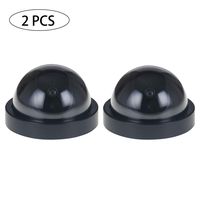 GCOA Dummy Fake Surveillance Security Outdoor Indoor CCTV Dome Camera with Flashing Red LED Light,2 Packs, Black