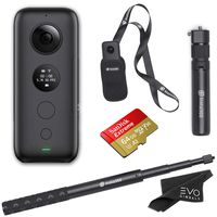 Insta360 ONE X 360 Camera with 5.7K 4K 3K Video and 18MP Photos - Bundle Includes Bullet Time Handle, Invisible Selfie Stick and 64GB SanDisk Extreme microSDXC (4 Items)