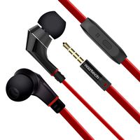Naztech NX80 Stereo 3.5mm High Fidelity Sound Earphones. Tangle-Free Cable, in-line Noise-isolating Microphone & Control Button to Switch Between Music & Calls (Red/Black)