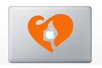 Heart with Woman Face Profile Blowing Hair (ORANGE) Vinyl Decal Stickers for MacBook Laptop Car Always Relationships Feathers Flowing Wind Love Girl Cutout
